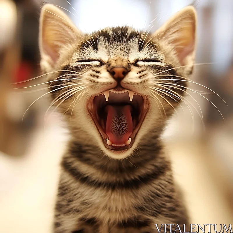 AI ART Expressive Yawning Kitten Portrait