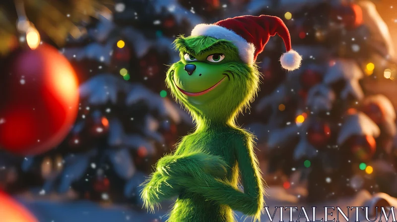 Grinch Celebrates Christmas AI Image