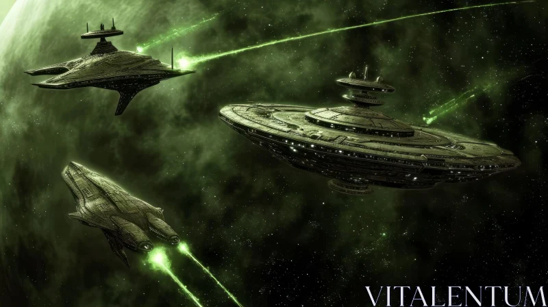 Green Ship in Space - Darkerrorcore Portraitures AI Image