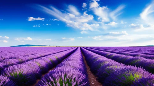 Lavender Field Under Vivid Sky - A French Landscape