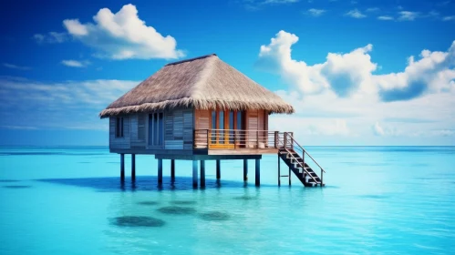 Romantic Thatched Hut Floating on the Ocean | Aquamarine and Amber