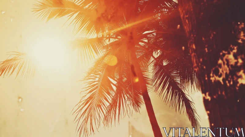 Sunlit Palm Tree: A Captivating Natural Beauty AI Image