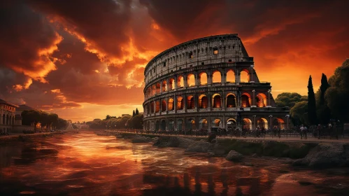 Sunrise at Italian Colosseum: A Captivating View of History