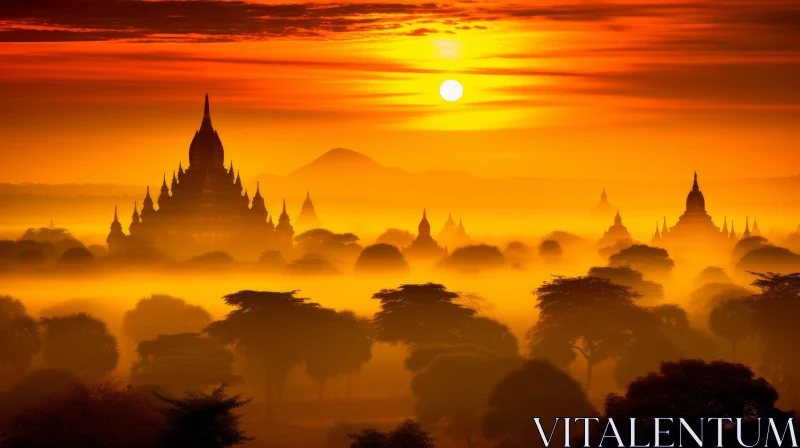 Sunrise on Temples of Bagan: A Captivating Nature's Wonders AI Image