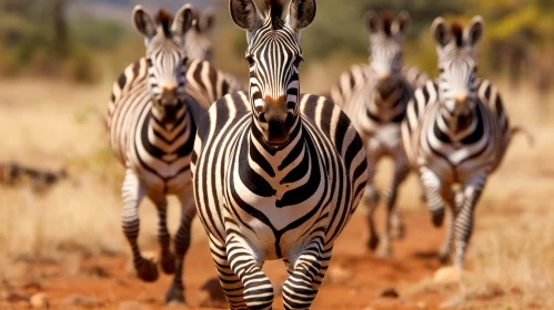 Zebras Running in Field - Nature Wildlife Photography