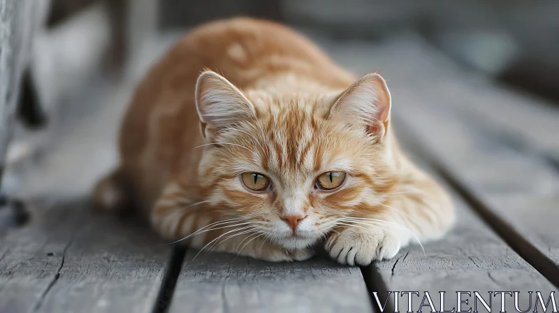 Close-up of Resting Ginger Cat AI Image