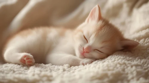 Cute Kitten Sleeping in Blanket