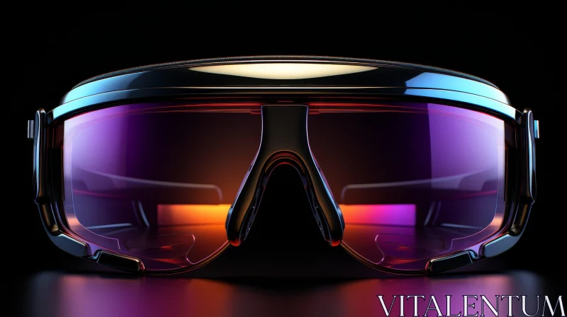 Futuristic Black and Purple Ski Goggles for Winter Sports AI Image
