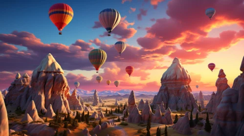 Hot Air Balloons in Majestic Landscape - Stunning Image