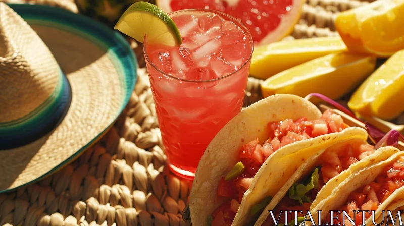AI ART Refreshing Pink Lemonade and Tacos: A Summery Delight