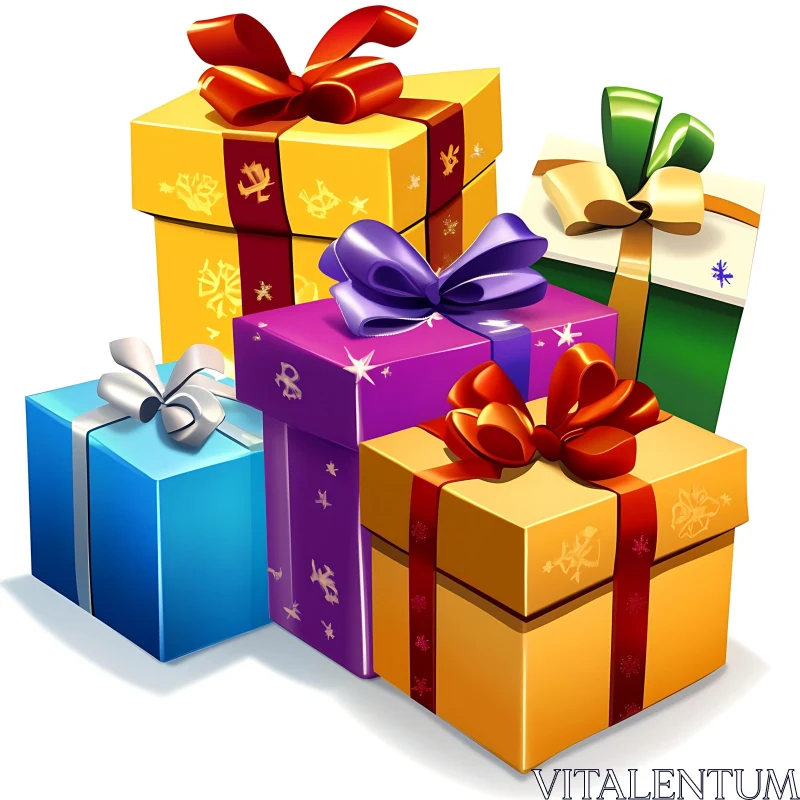 Festive Array of Gift Packages with Bows AI Image