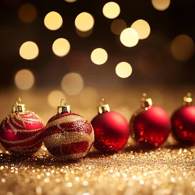 Beautiful Christmas Ornaments in Red and Gold