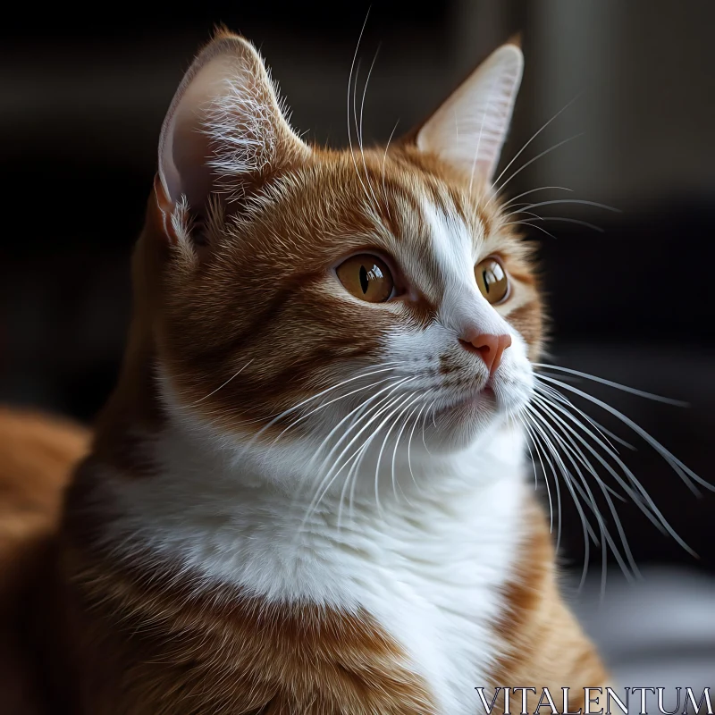 Amber-Eyed Tabby Cat Portrait AI Image