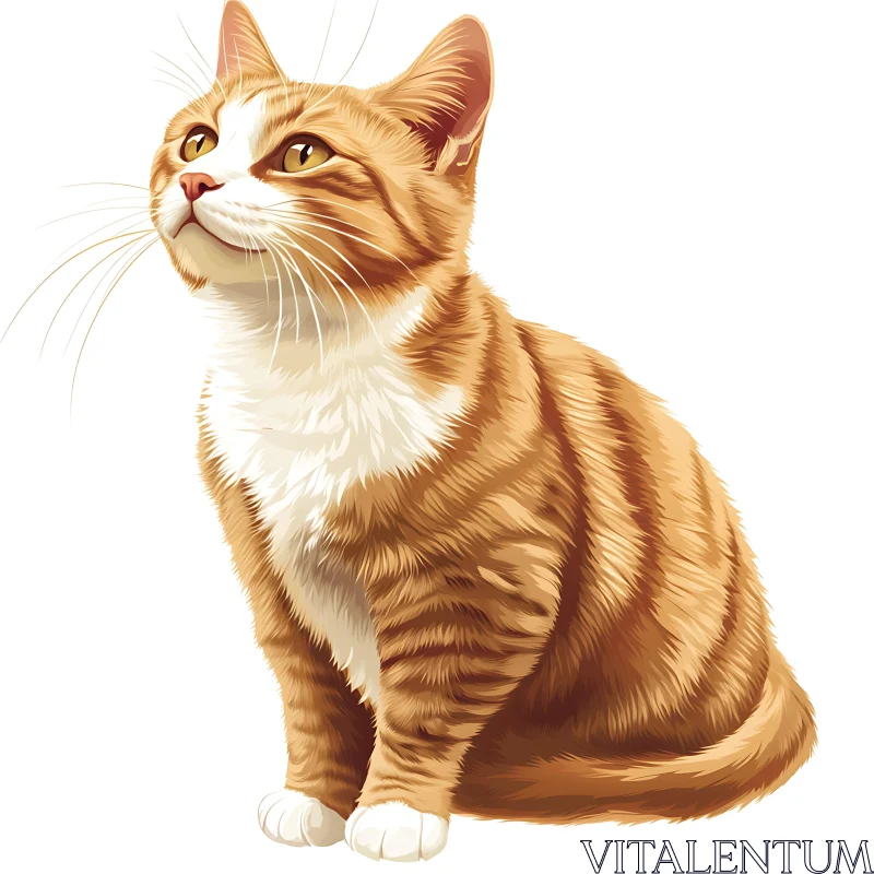 Detailed Portrait of a Ginger and White Cat AI Image