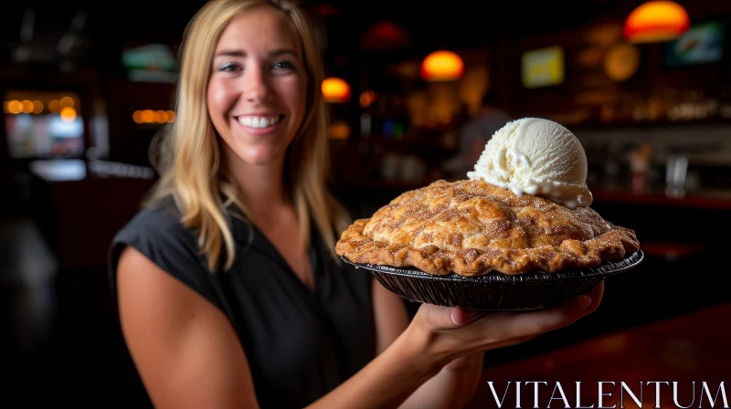 Delicious Apple Pie with Vanilla Ice Cream - Captivating Image AI Image