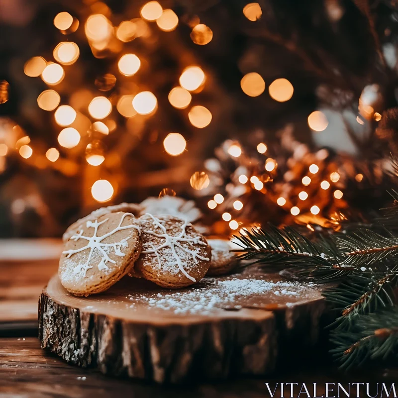 Christmas Cookies with Festive Lights AI Image