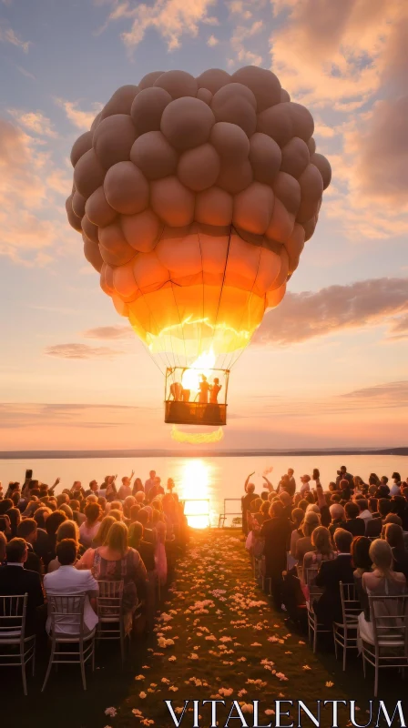 Floating Wedding Ceremony on a Lake at Sunset AI Image
