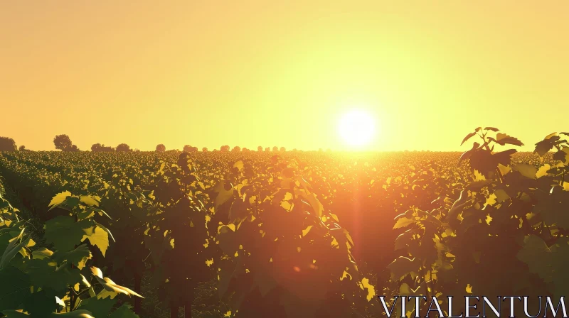Golden Hour Beauty: Captivating Vineyard Sunset Landscape AI Image
