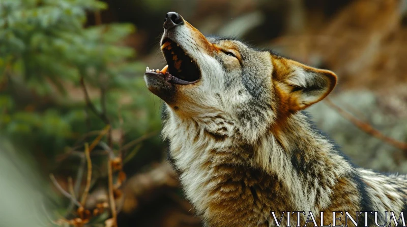 Majestic Wolf Howling in Nature - Captivating Wildlife Photography AI Image