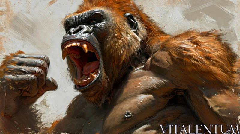Powerful Gorilla Digital Painting - Captivating Wildlife Art AI Image