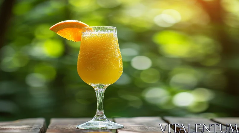 Refreshing Glass of Orange Juice on Wooden Table AI Image