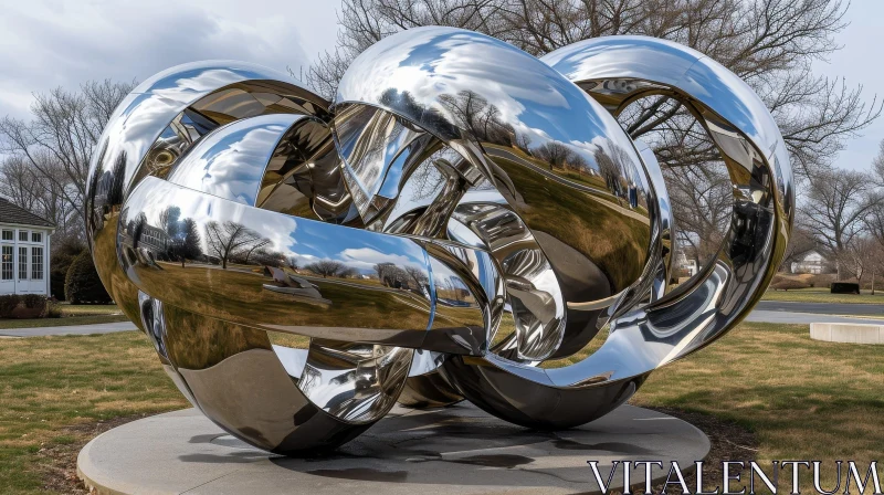 Stainless Steel Sculpture | Interlocking Loops | Outdoor Art AI Image