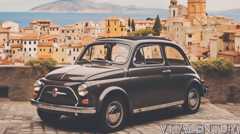 Vintage Red Fiat 40 in a Nostalgic Cityscape AI Image