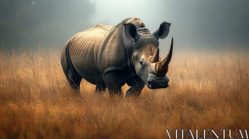 AI ART Rhinoceros in Misty Nature