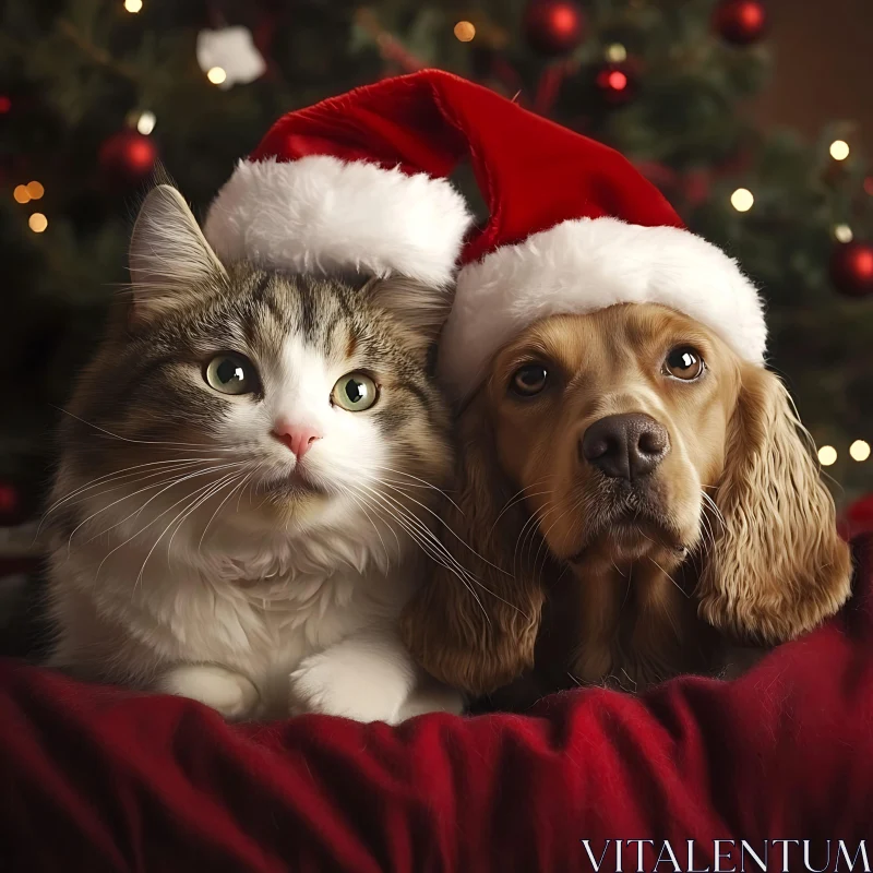 AI ART Holiday Pets in Santa Hats