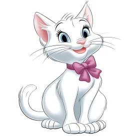 Adorable Animated White Cat Illustration