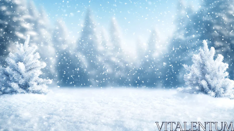 AI ART Serene Snowy Forest Landscape