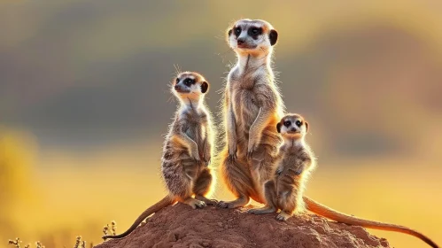 Captivating Wildlife: Three Meerkats in the Desert