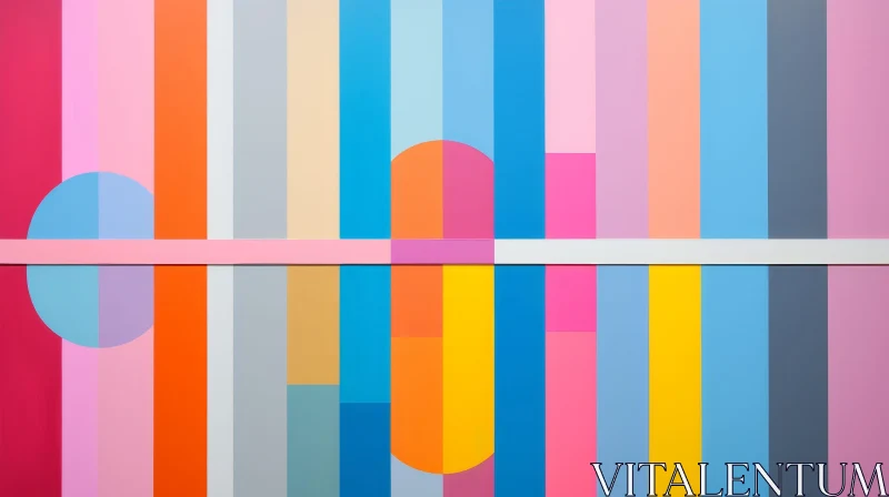 AI ART Colorful Abstract Painting with Vertical Stripes and Circular Shapes