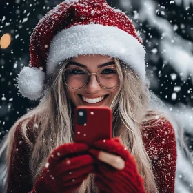 Festive Selfie amidst Winter Snowfall