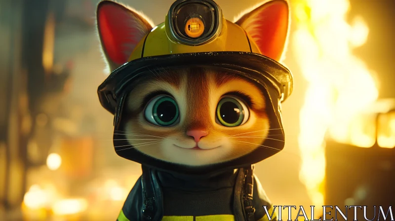 AI ART Animated Cat Firefighter in Action