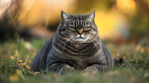 Peaceful Tabby Cat in Garden