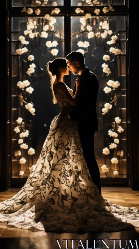 Romantic Wedding Scene with Baroque-Inspired Lighting AI Image