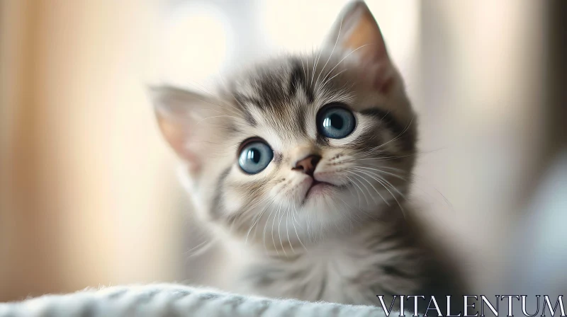 Cute Kitten with Blue Eyes - Fluffy Baby Cat AI Image