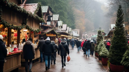 Captivating Christmas Market Scene on a City Sidewalk