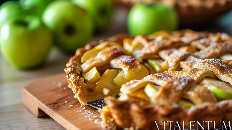 Delicious Homemade Apple Pie on Wooden Cutting Board AI Image