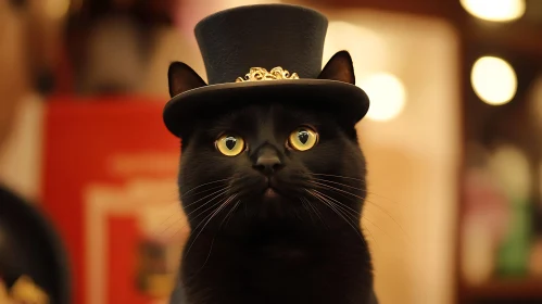 Elegant Feline in a Top Hat