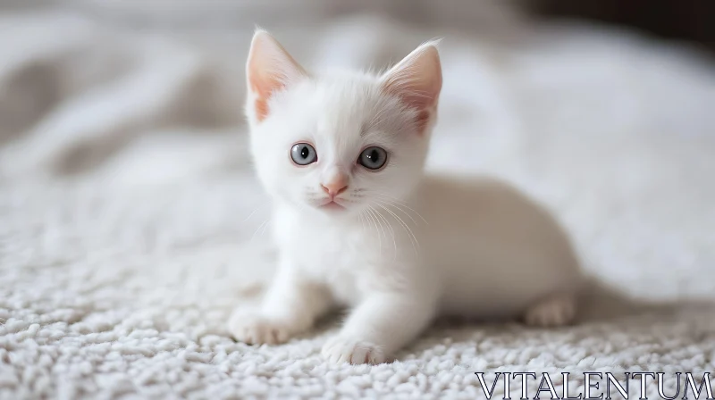 AI ART Innocent White Kitten with Blue Eyes