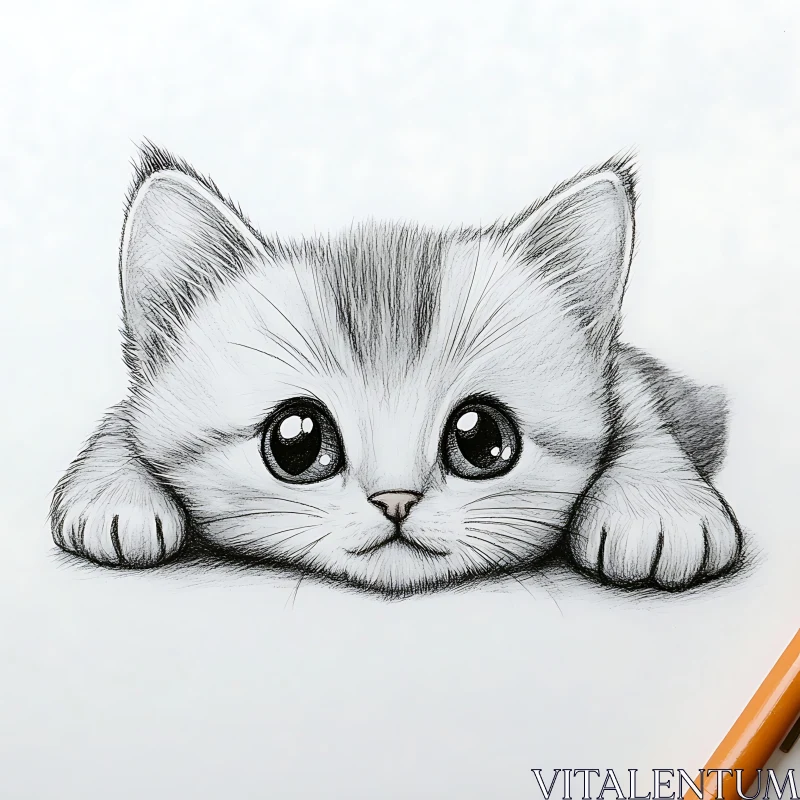 Cute Kitten Drawing AI Image