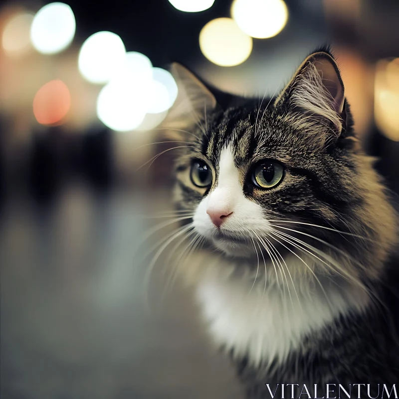 AI ART Urban Cat Portrait with Bokeh Background