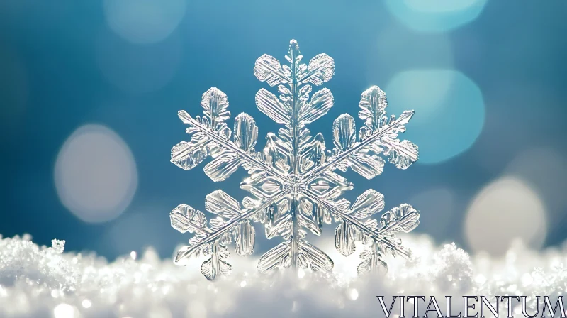 Detailed Snowflake on Snow AI Image