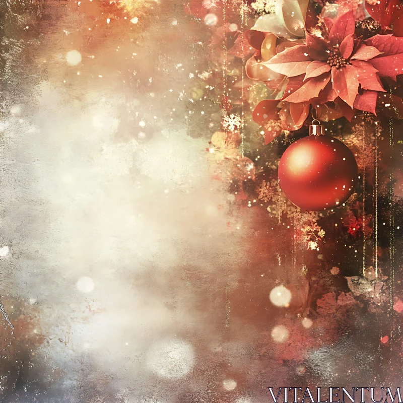 Festive Christmas Decoration with Ornament and Flowers AI Image