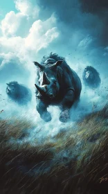 Wild Rhinoceros Charge