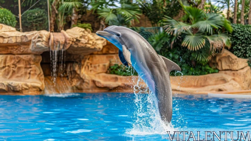 Graceful Dolphin Jumping in Pool AI Image