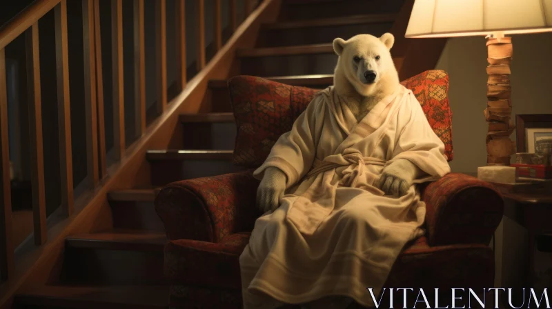 Whimsical Polar Bear in Robe Artwork AI Image
