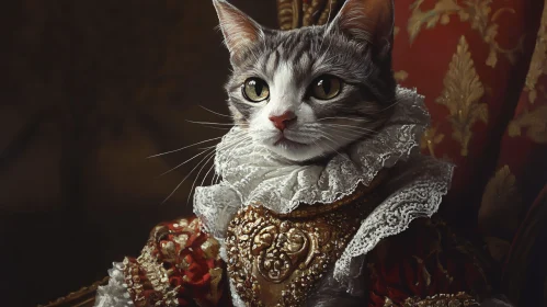 Elegant Cat in Historical Regal Costume